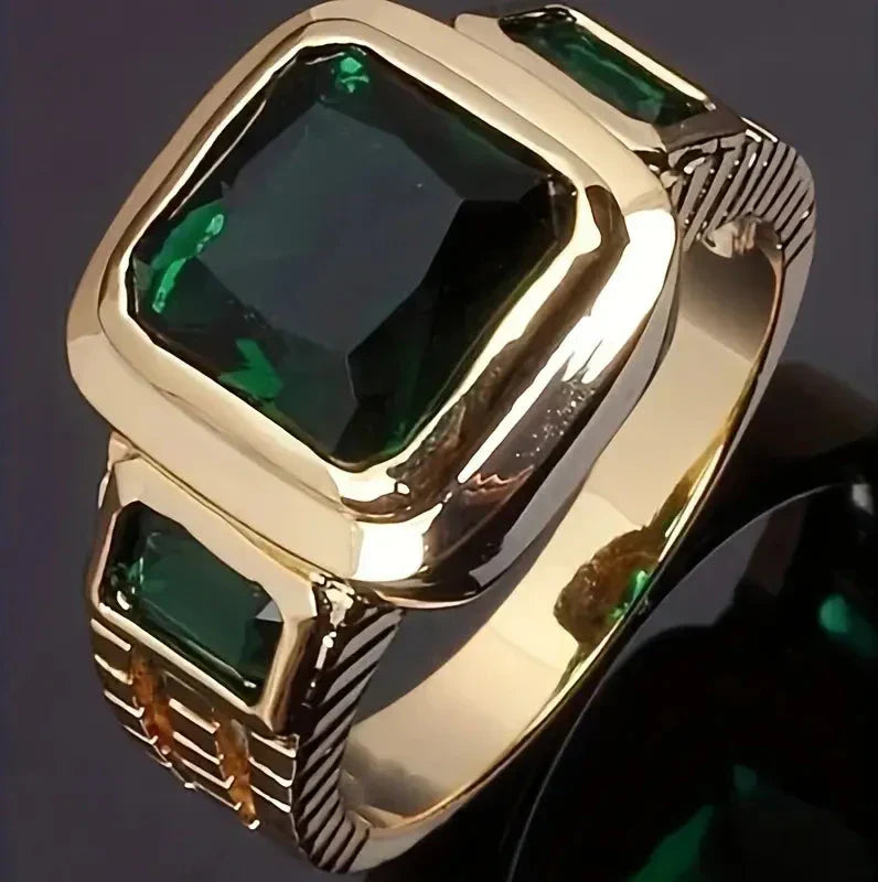 Gold Emerald Signet Ring