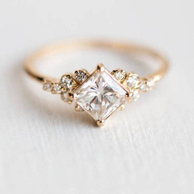 Luxurious Ring with Cubic Zirconia Made of Gold and Silver