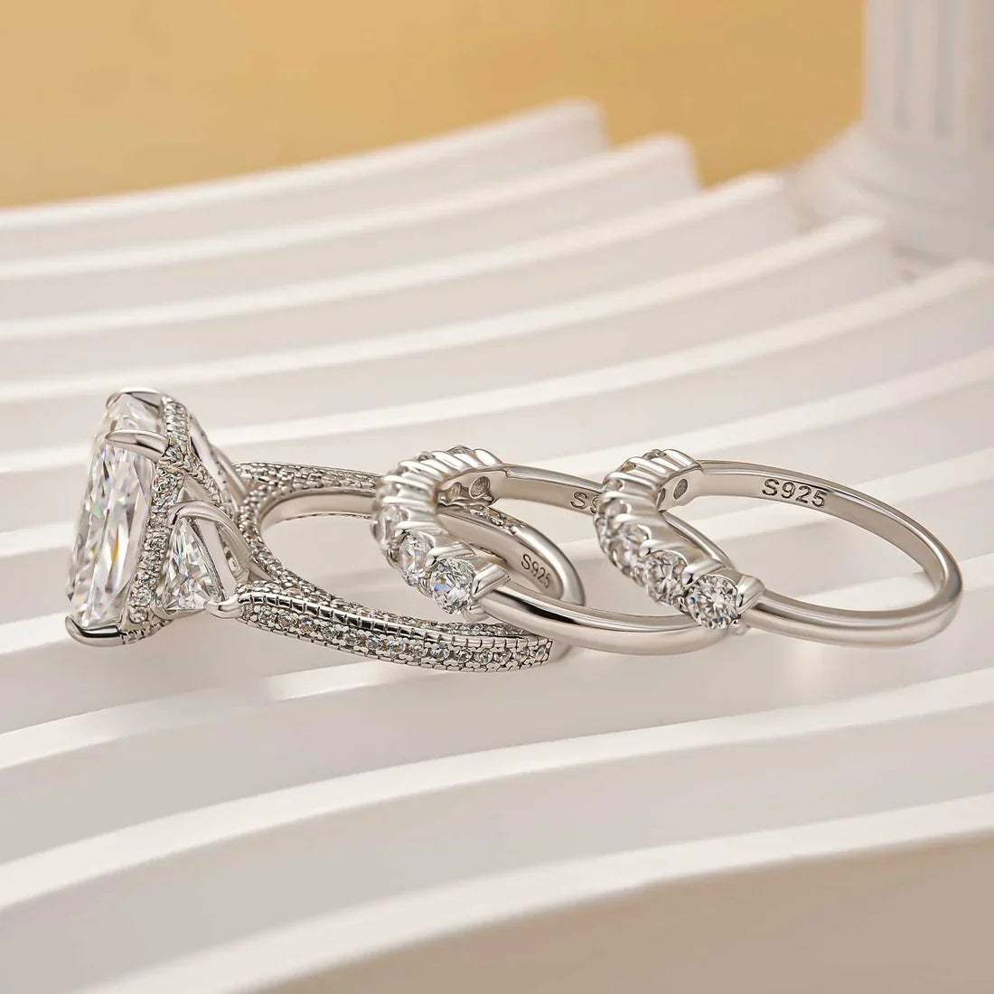 Radiant Cut 3Pc Wedding Ring Set