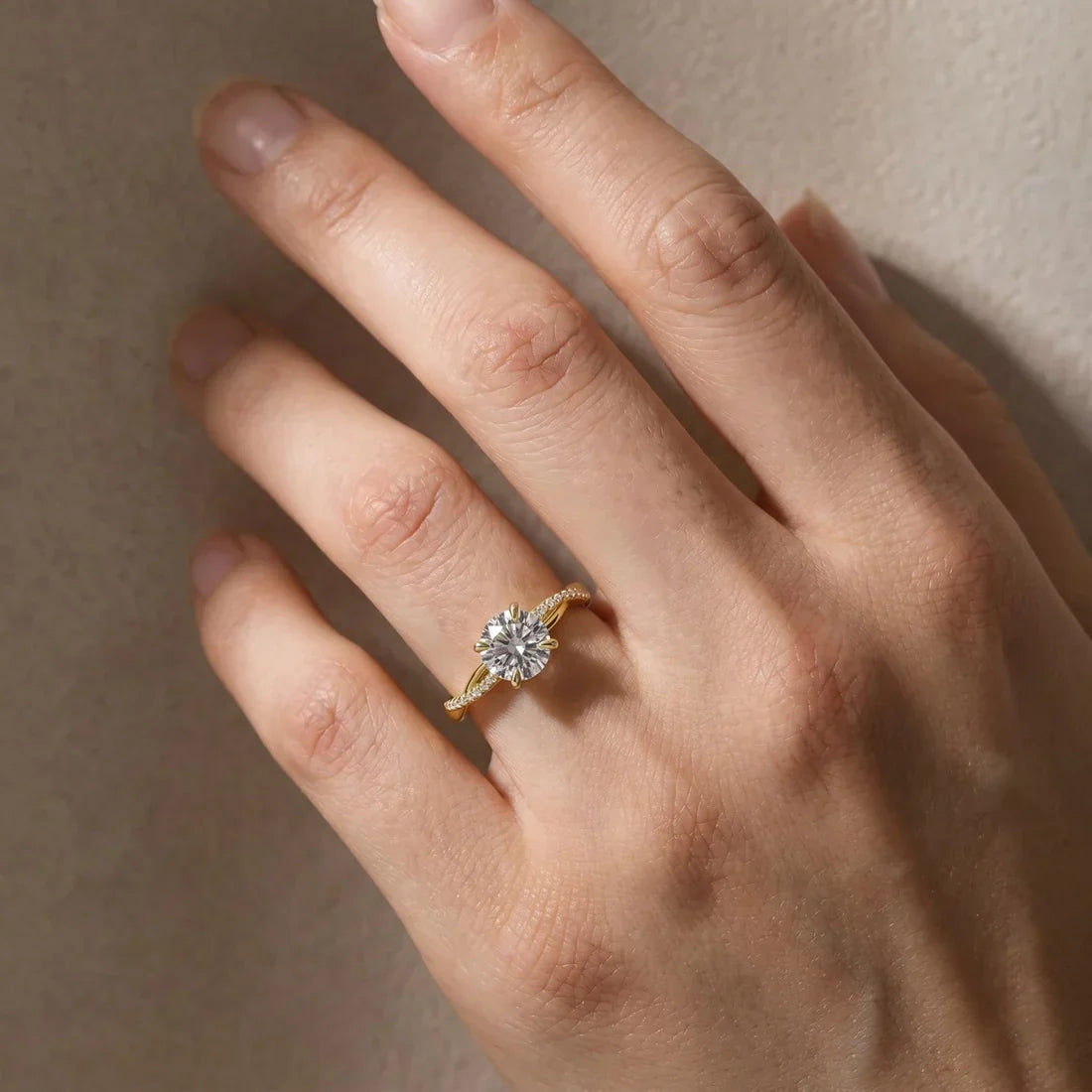 Twist Round Cut Engagement Ring in Sterling Silver for Bridal & Daily Wear