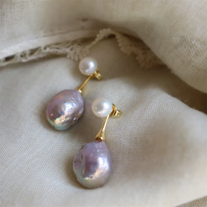 Elegant Purple Pearl Earrings