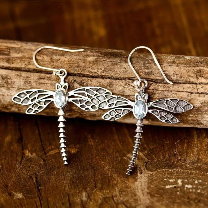 Vintage Dragonfly with Zirconia Earrings