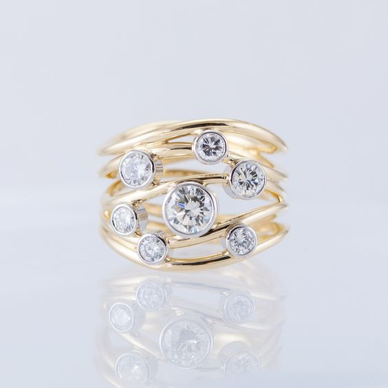 Golden Multi-Layer Ring with Vintage Crystals