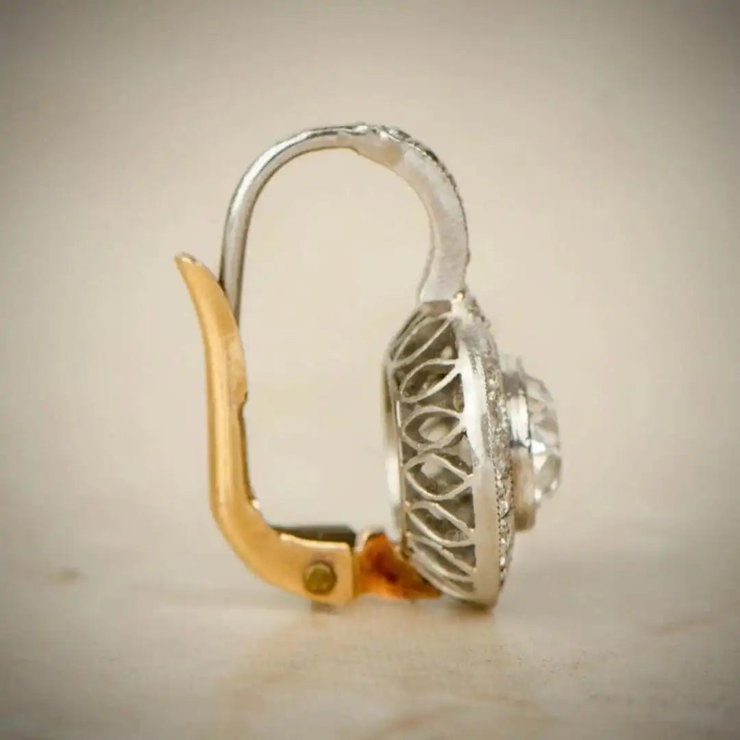 Vintage Gold And Silver Crystal Earrings
