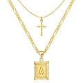 Cross Initial Necklace Set