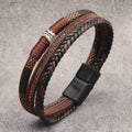 Lux Layered Braided Polyurethane Leather Magnetic Bracelet