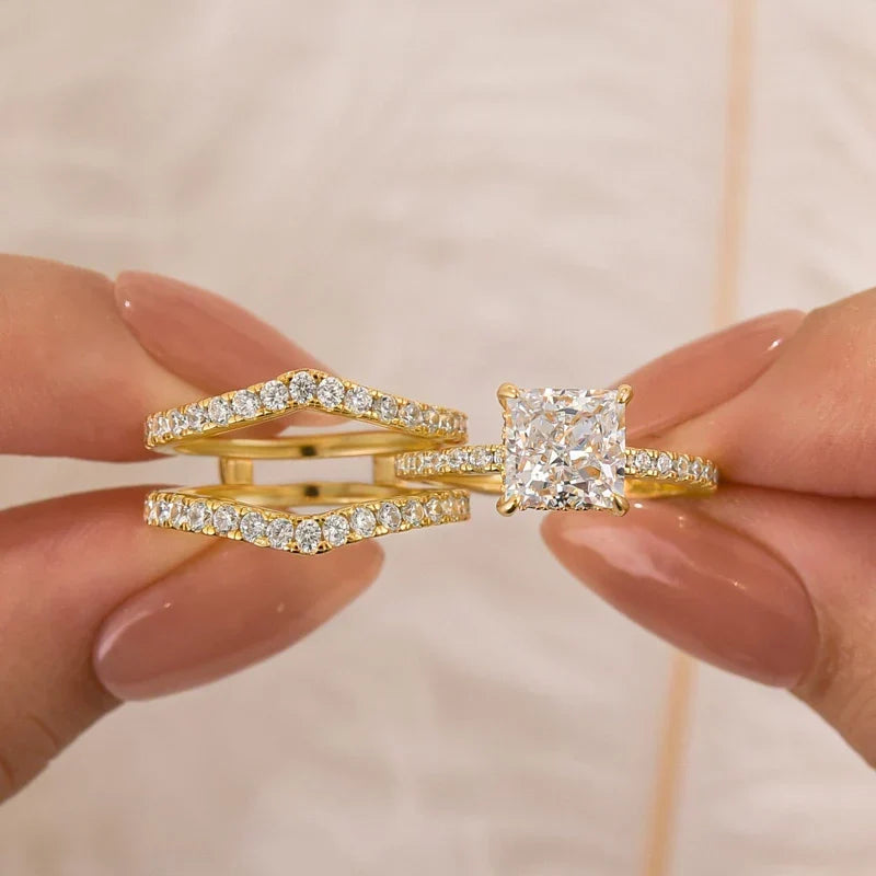Princess Cut 2Pc Wedding Ring Set For Women