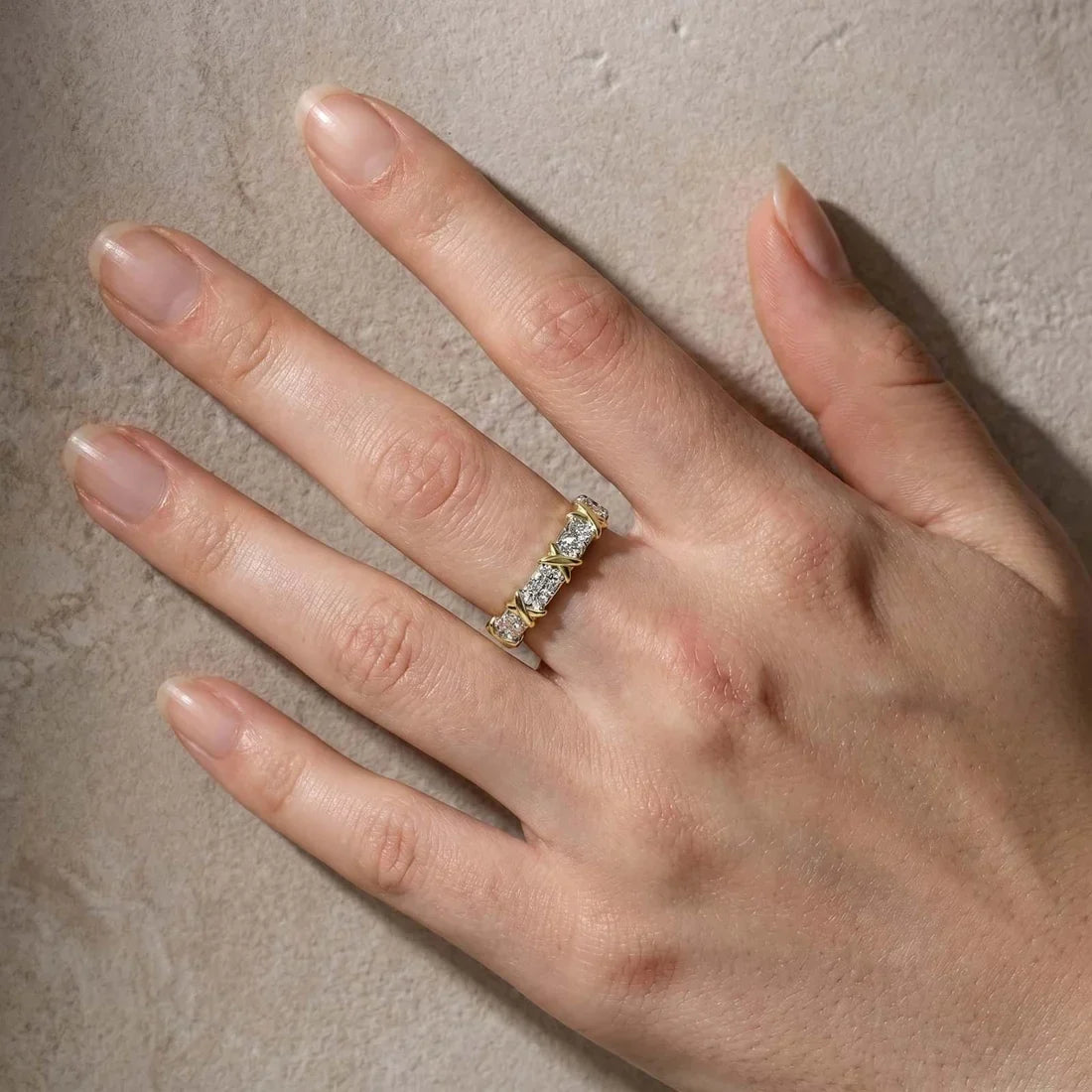Two-Tone X Wedding Band For Women