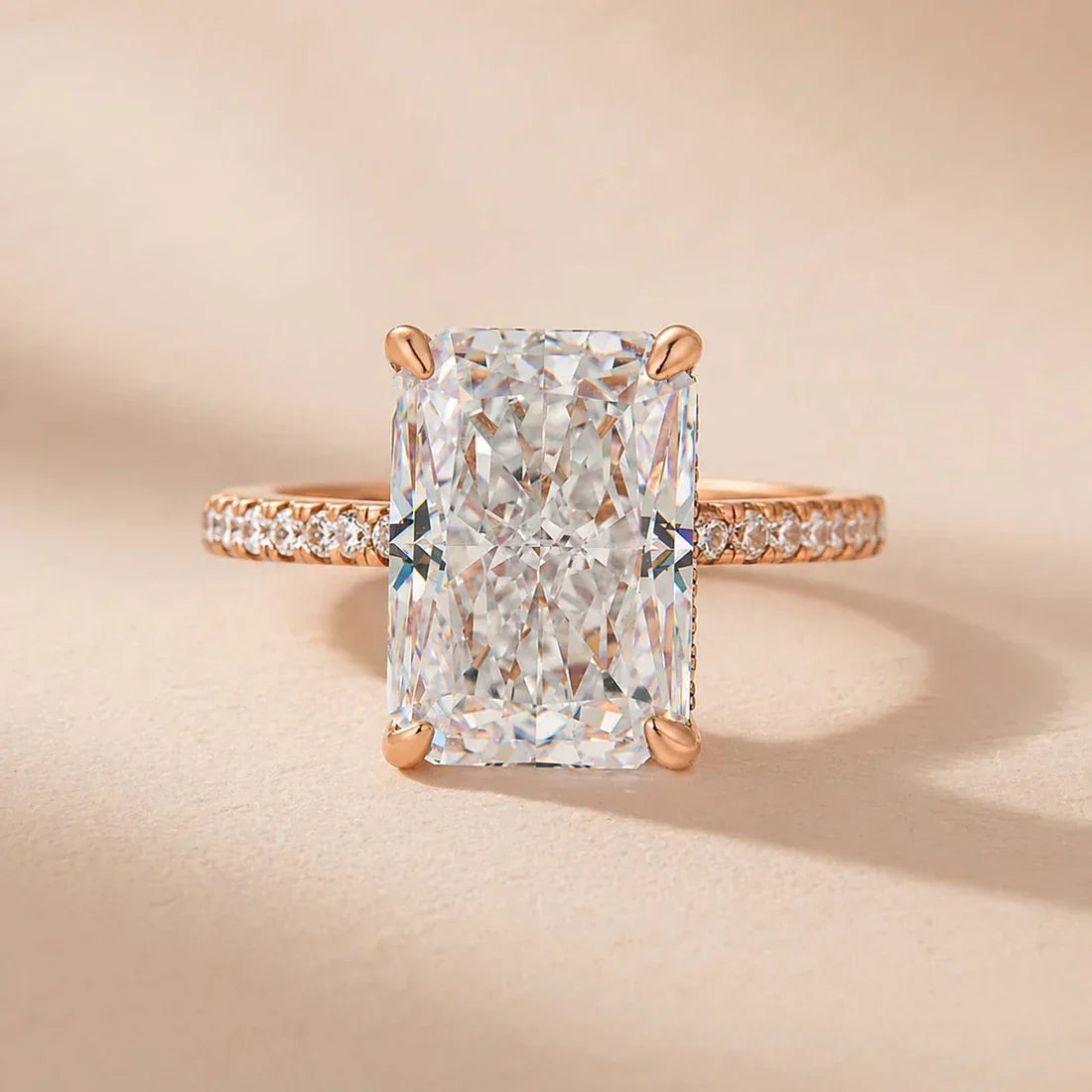 Radiant Cut Engagement Ring or Enhancer Wedding Set in Sterling Silver