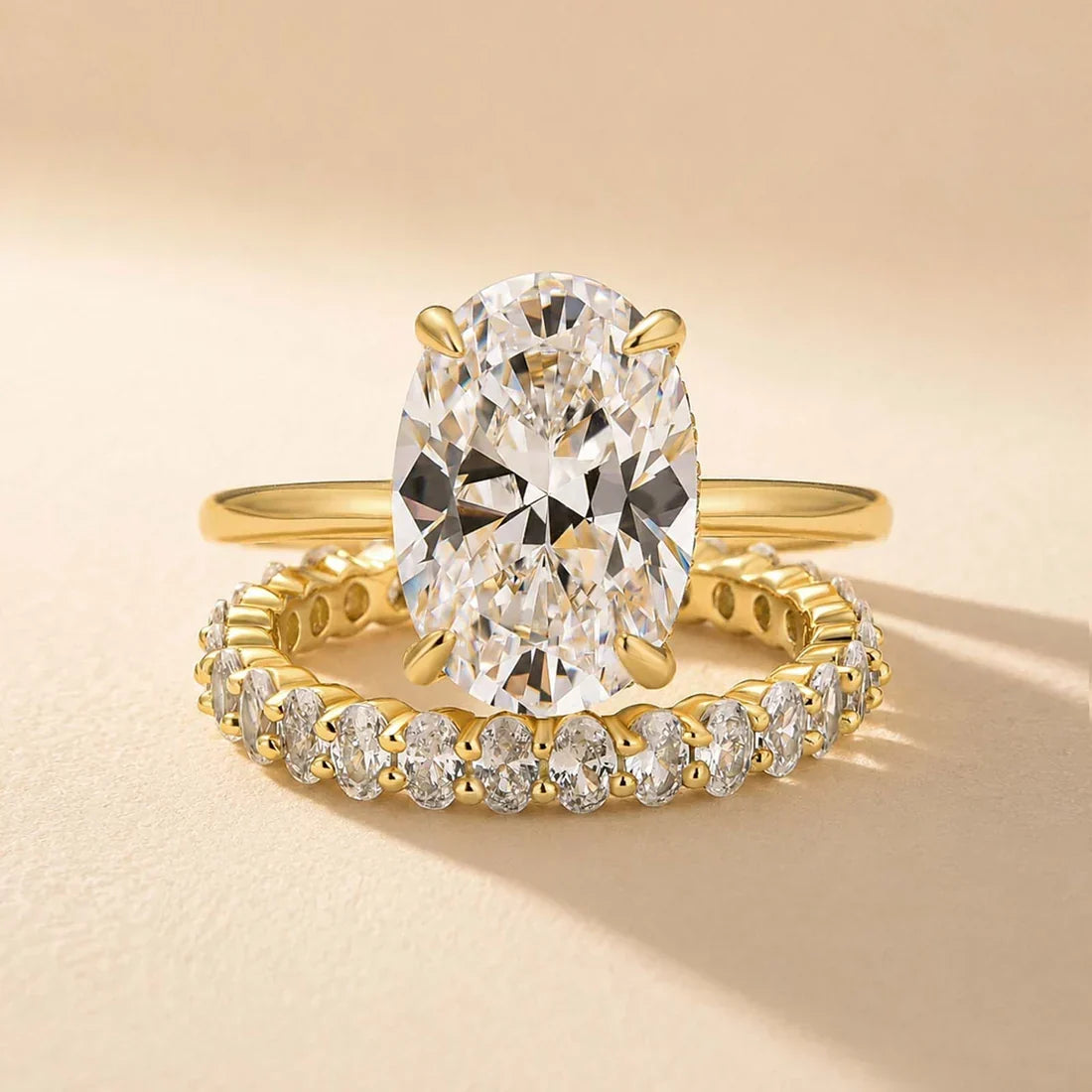 Oval Cut 2Pc Wedding Ring Set