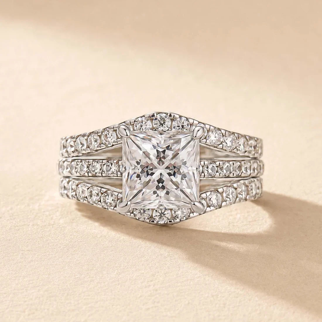 Princess Cut 2Pc Wedding Ring Set For Women