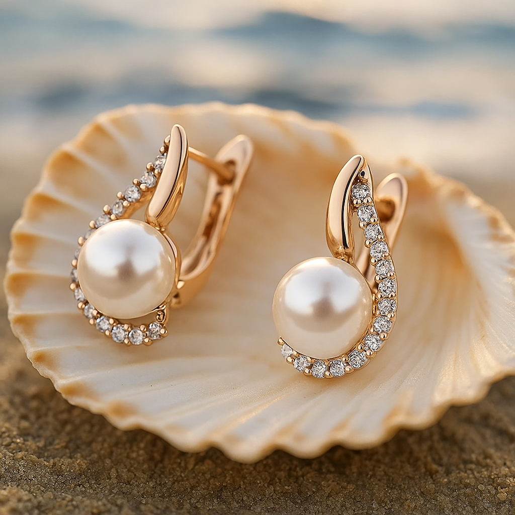 Lorelei | Buttoned Earrings with Pearl