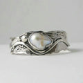 Vintage White Stone Silver Wavy Ring