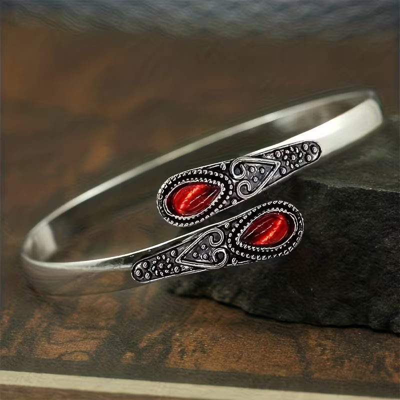 Crimson Elegance Filigree Bracelet