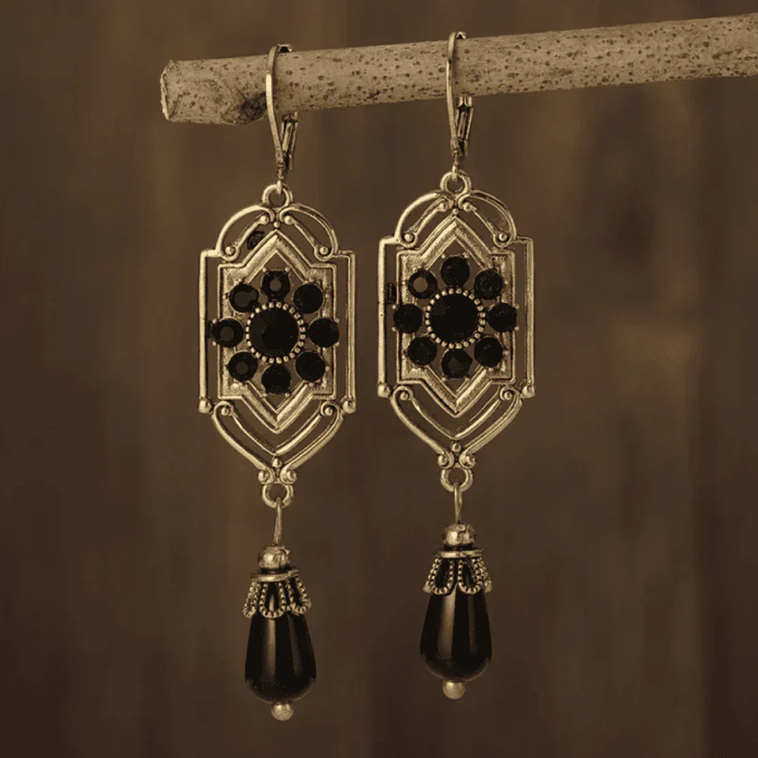 Black Crystal Drop Earrings