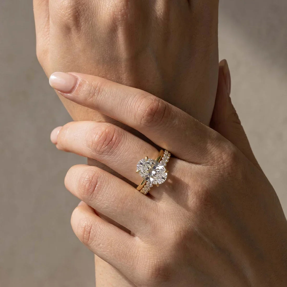 Oval Cut 2Pc Wedding Ring Set
