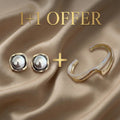 1+1 Offer: White Opal Elegant Golden Bracelet + Elegant Black Pearl Earrings