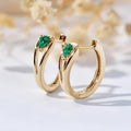 Gold Emerald Accent Hoop Earrings