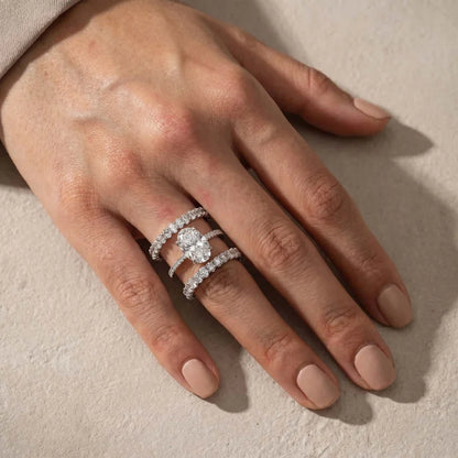 Stunning Oval Cut 3Pc Wedding Ring Set