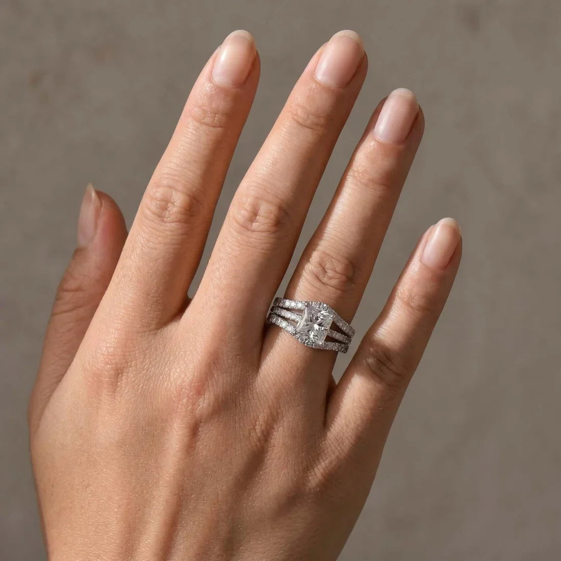 Princess Cut 2Pc Wedding Ring Set For Women