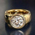 Ring Made of Forged Gold with Vintage Zirconias