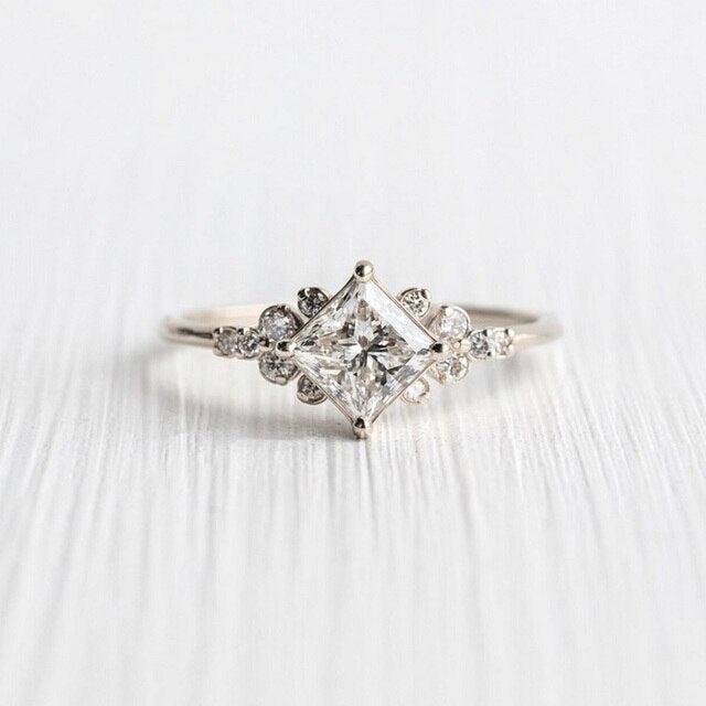 Luxurious Ring with Cubic Zirconia Made of Gold and Silver