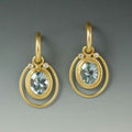 Golden Vintage Earrings with Blue Crystal Inlay