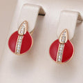 Elegant Earrings with Red Enamel Shine