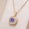 Elegant Lilac Shiny Necklace in Gold