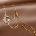Moon Pendant Bracelets Made of Zirconia and Gold