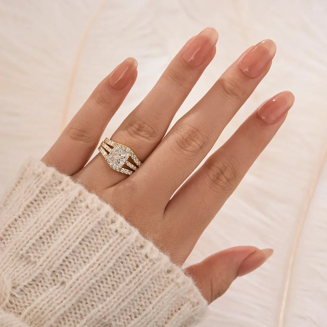 Princess Cut 2Pc Wedding Ring Set For Women