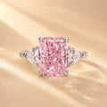 Pink & White Stone Radiant Cut Engagement Ring