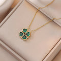 Radiant Clover Necklace with Vibrant Green Gemstones