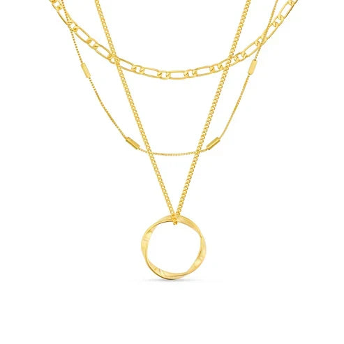 Open Circle Three Row Necklace