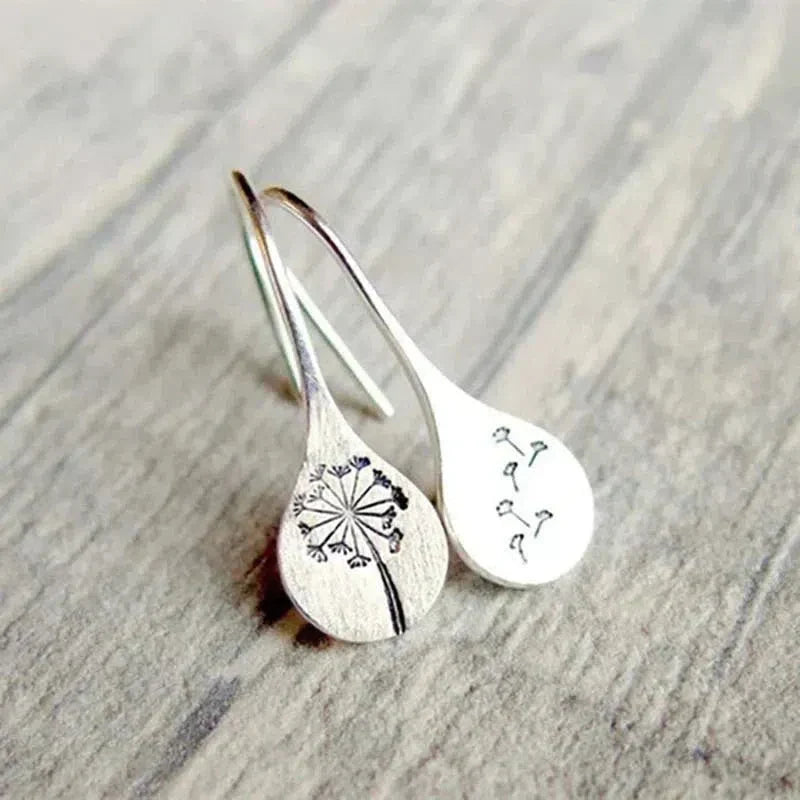 Dandelion Leaf Earrings Made of 925 Silver