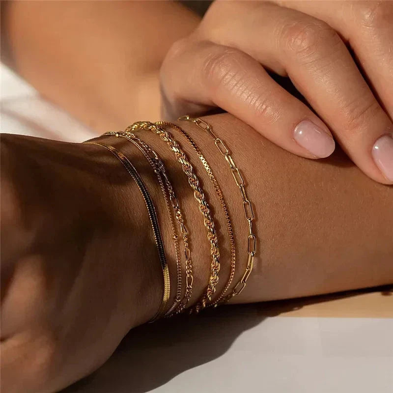 Paige | Set of 6 Multi-Layer Bracelets