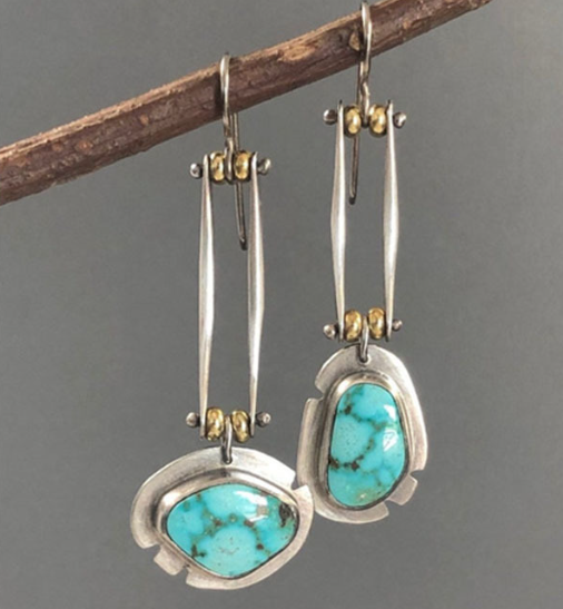Two-Tone Earrings in Turquoise