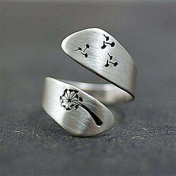 Adjustable Hand-Carved Dandelion Ring