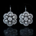Vintage Mandala Crystal Earrings in Sterling Silver