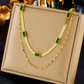 Sorella Gem Double-Layer Retro Necklace