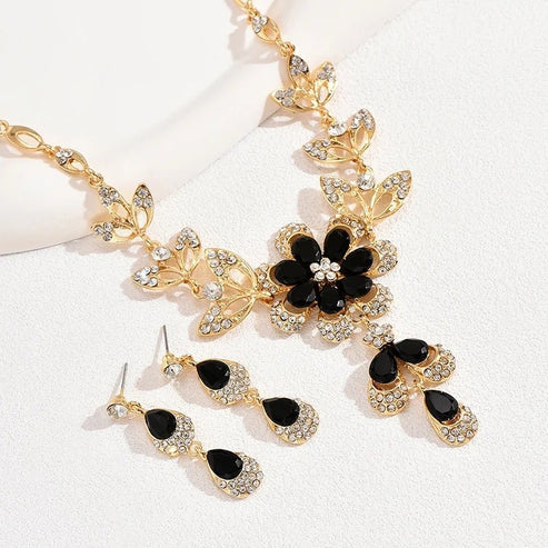 Floral Diamond Necklace and Earring Set