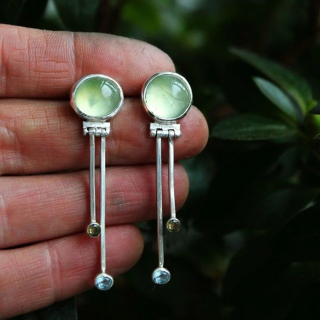 Vintage Earrings Made of Green Crystal