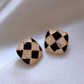 Shiny Elegant Earrings Made of Black Enamel
