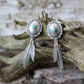 Vintage Feather-Turquoise Earrings