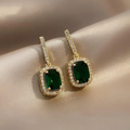 Elegant Earrings with Shiny Green Crystals