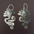 Vintage Floral Snake Earrings in Sterling Silver