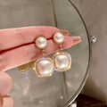 Elegant Bright Square Pearl Earrings