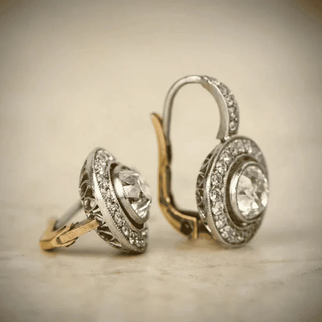 Vintage Gold And Silver Crystal Earrings