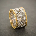 Silver and Gold Ornate Band Ring