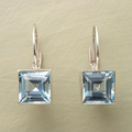 Vintage Earrings Made of Blue Cubic Glass